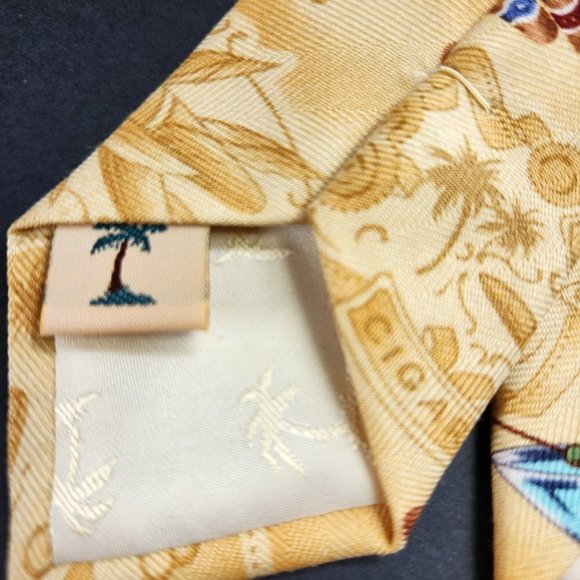 Tommy Bahama Tie Cigar Havana Smoker Necktie Silk Handmade Neck Tie Yellow - Picture 8 of 9